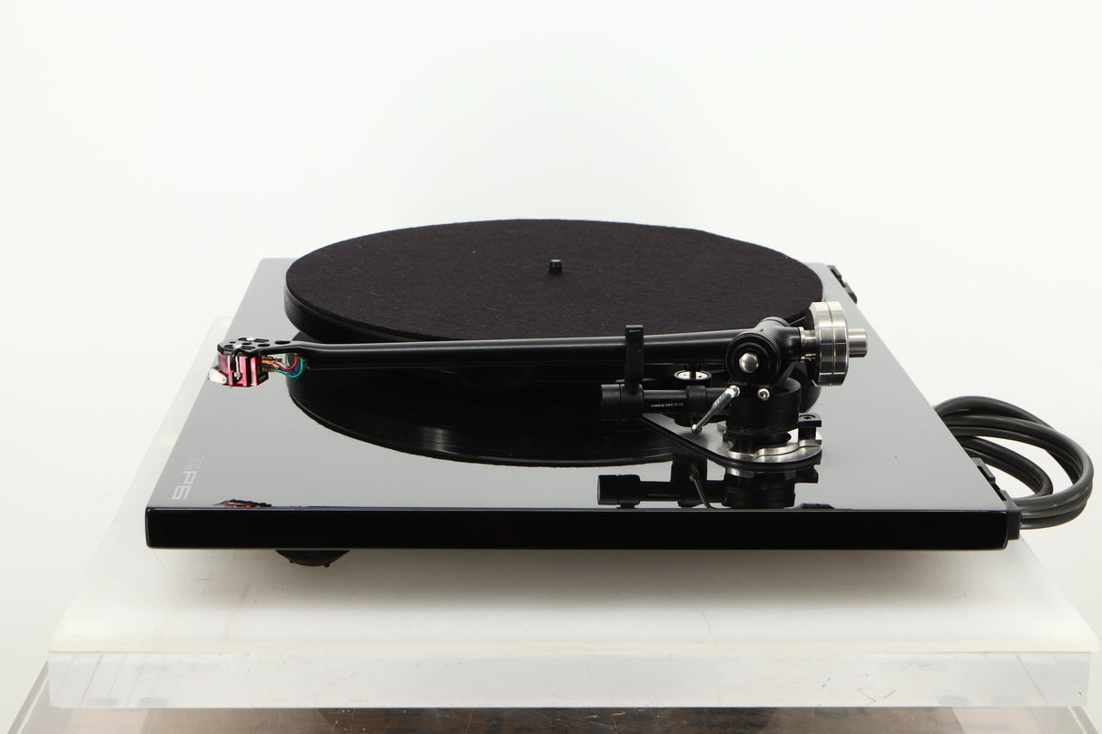 Side view of a used Rega RP6 Turntable in Black finish with Denon DL-110 MC Cartridge 
