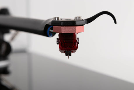 Close up view of a used Rega RP6 Turntable in Black with Dynavector DV-10 X5 Cartridge