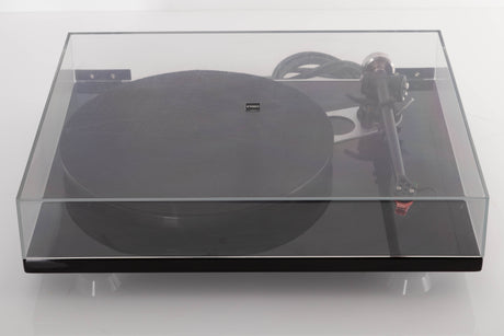 Top view of a used Rega RP6 Turntable in Black with Dynavector DV-10 X5 Cartridge