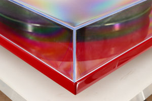 Front left corner view of a used Rega RP6 Turntable in Red finish with Exact Cartridge