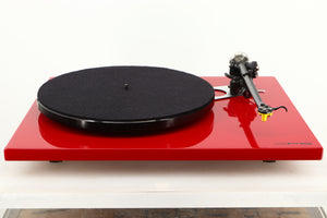 Front view of a used Rega RP6 Turntable in Red finish with Exact Cartridge 
