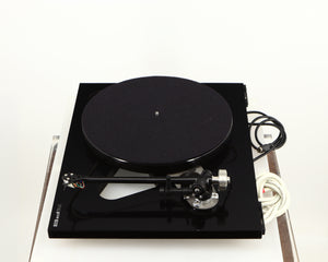 Right side view of a used Rega RP8 Turntable / Apheta 2 MC Cartridge in a black finish