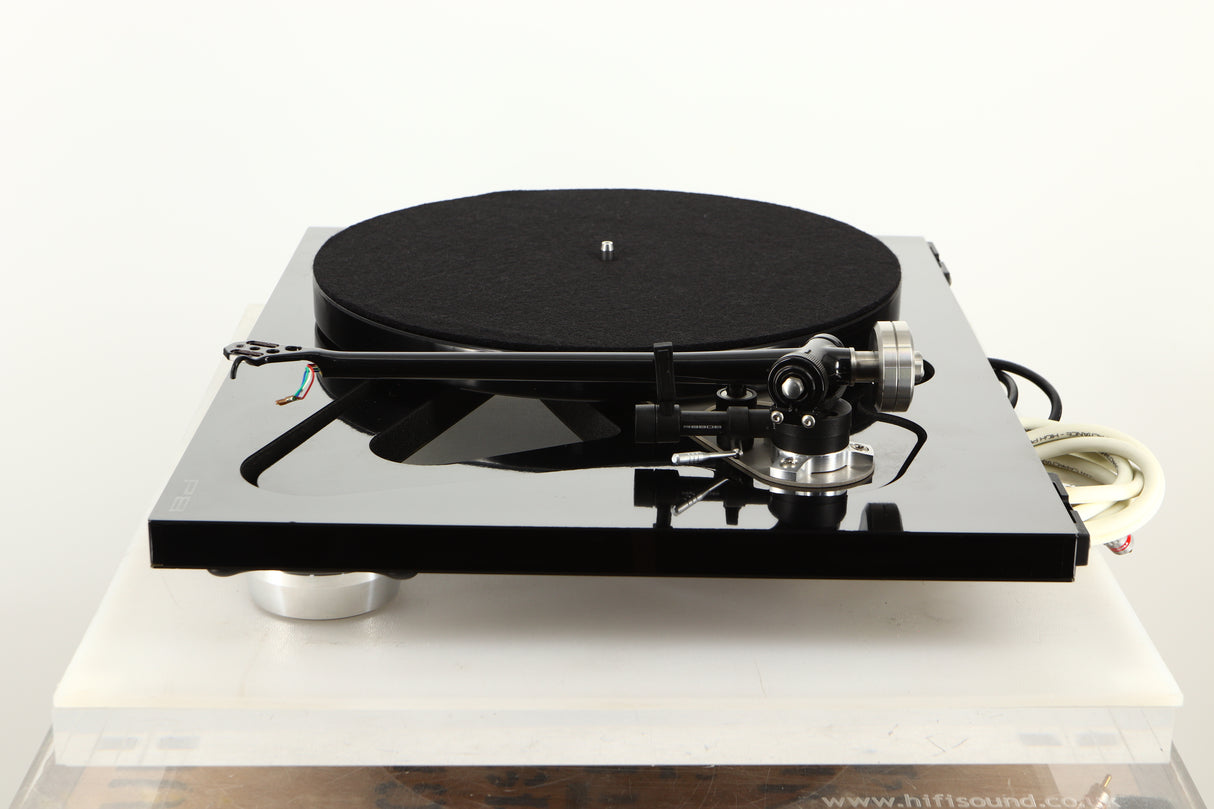 Side view of a used Rega RP8 Turntable in Black finish