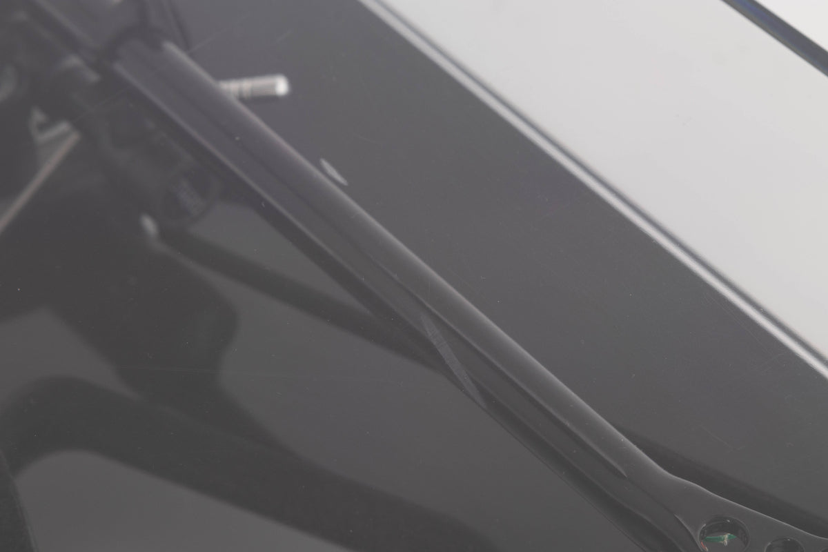 Close up view of a used Rega RP8 Turntable in Gloss Black finish