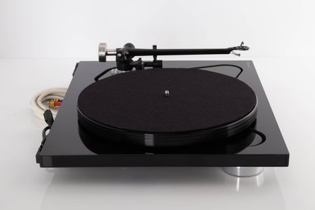 Side view of a used Rega RP8 Turntable in Gloss Black finish