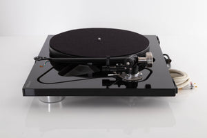 Side view of a used Rega RP8 Turntable in Gloss Black finish
