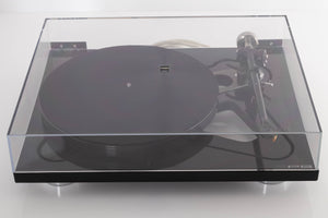 Top view of a used Rega RP8 Turntable in Gloss Black finish