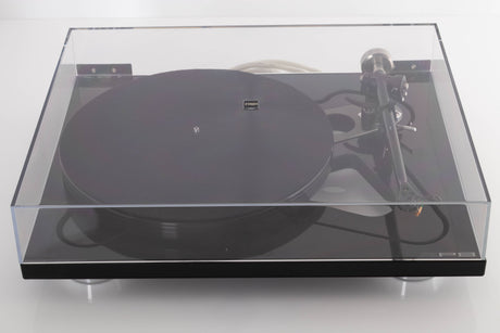 Top view of a used Rega RP8 Turntable in Gloss Black finish