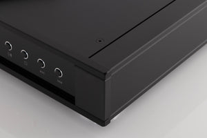 Front right corner of a used Rega Saturn MK3 CD Player in a Black finish