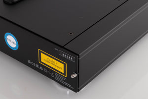 Rear left corner of a used Rega Saturn MK3 CD Player in a Black finish