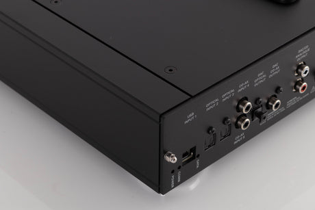 Rear right corner of a used Rega Saturn MK3 CD Player in a Black finish