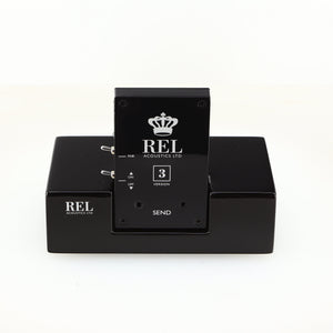Front view of a used REL Arrow V3 Wireless Subwoofer Transmitter in a black finish