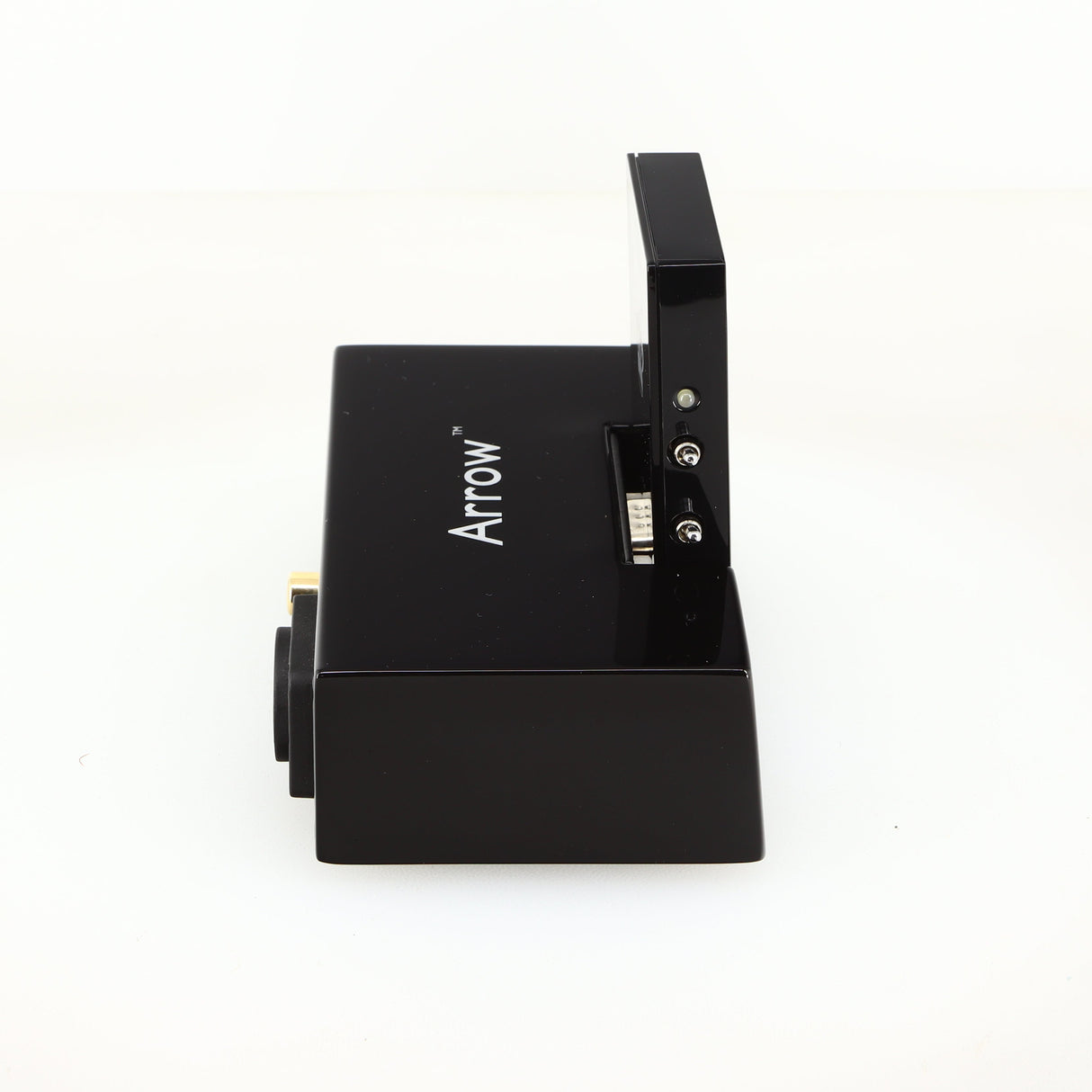 Left side view of a used REL Arrow V3 Wireless Subwoofer Transmitter in a black finish
