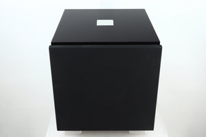 Top view of a used REL S/3 SHO Subwoofer in Piano Black finish 