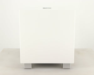 Front view of a used REL T-Zero MKIII Subwoofer in a piano white finish