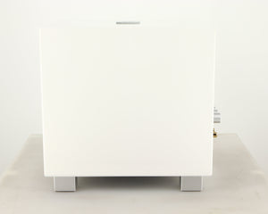 Right side view of a used REL T-Zero MKIII Subwoofer in a piano white finish