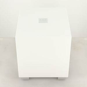 Top of a used REL T-Zero MKIII Subwoofer in a piano white finish