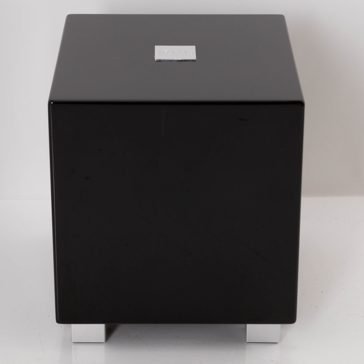 Front view of a used REL T-Zero Subwoofer in a Piano Black finish