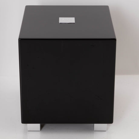 Front view of a used REL T-Zero Subwoofer in a Piano Black finish