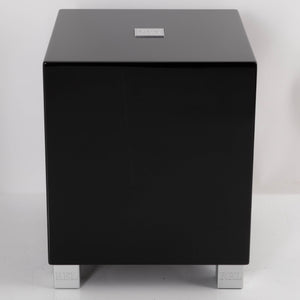 Front view of a used REL T5i Subwoofer in a Piano Black finish