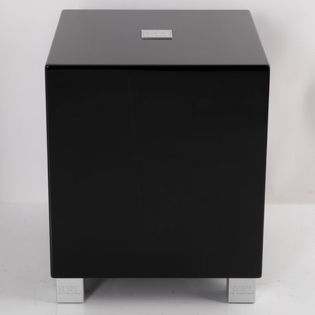 Front view of a used REL T5i Subwoofer in a Piano Black finish