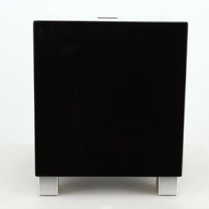 Front view of a REL T5i Subwoofer with a piano black finish