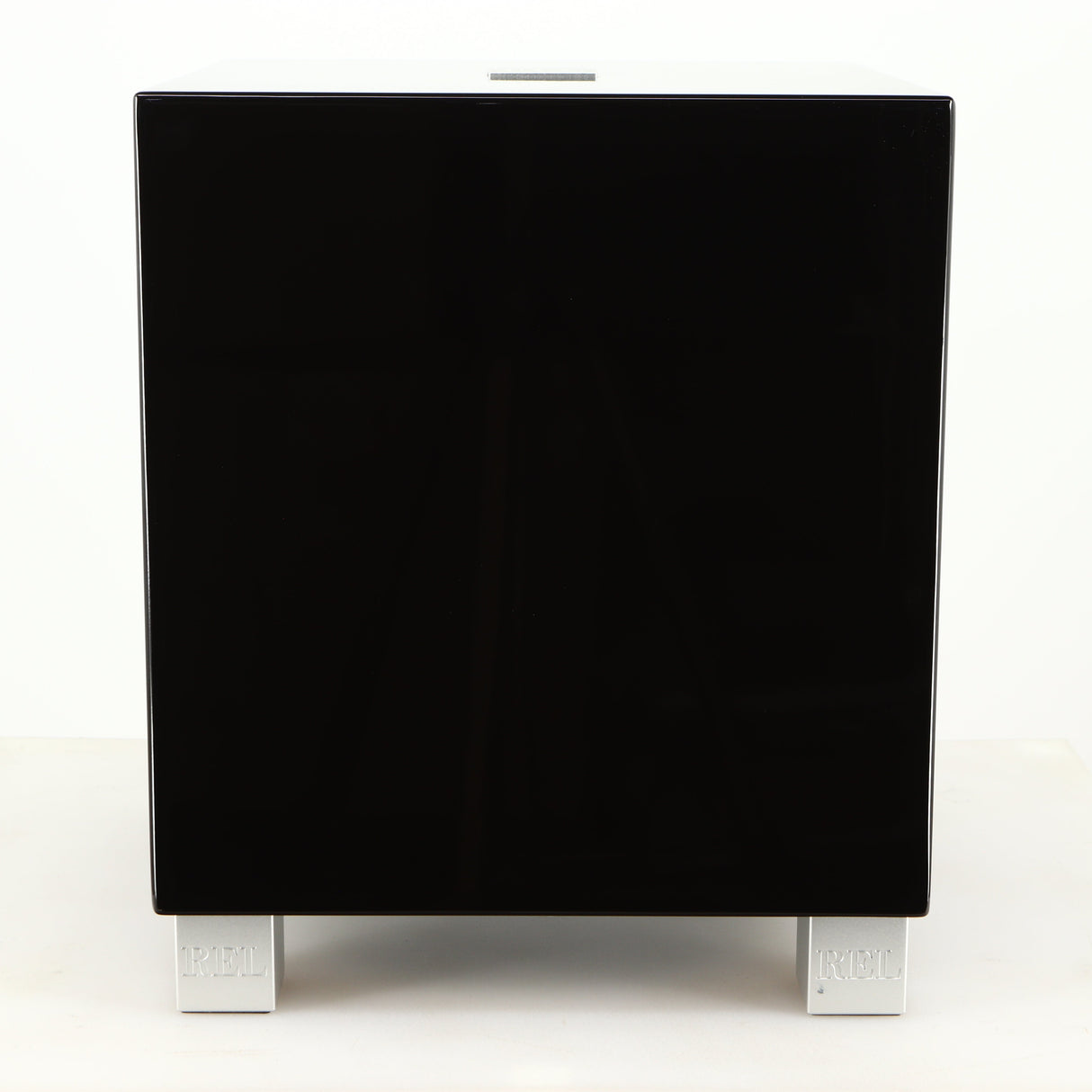 Front view of a used REL T5i Subwoofer in a piano black finish