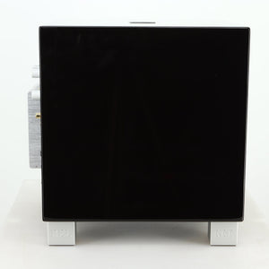 Left side view of a REL T5i Subwoofer with a piano black finish