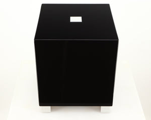 Top of a used REL T5i Subwoofer in a piano black finish
