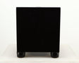 Front view of a used REL T5i Subwoofer W/ Upgraded Feet in a piano black finish