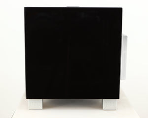 Right side view of a used REL T7i Subwoofer in a piano black finish