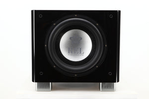 Front view of a used REL T9X Subwoofer in Piano Black finish