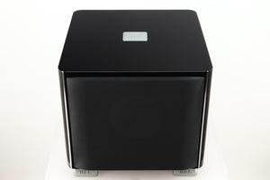 Top view of a used REL T9X Subwoofer in Piano Black finish