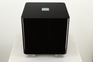 Top view of a used REL T5X Subwoofer in Piano Black finish