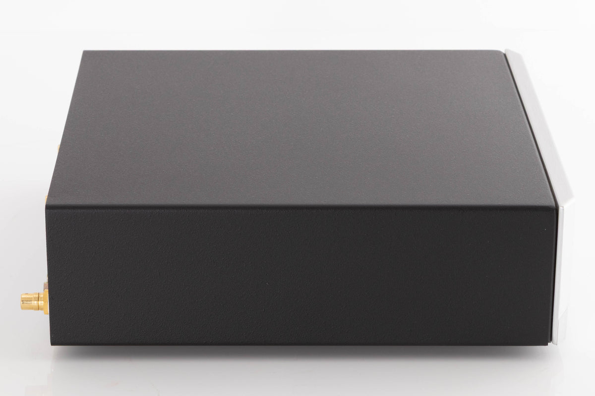 Left side view of a used Resolution Opus 21 CD Compact Disc Player in a Silver finish