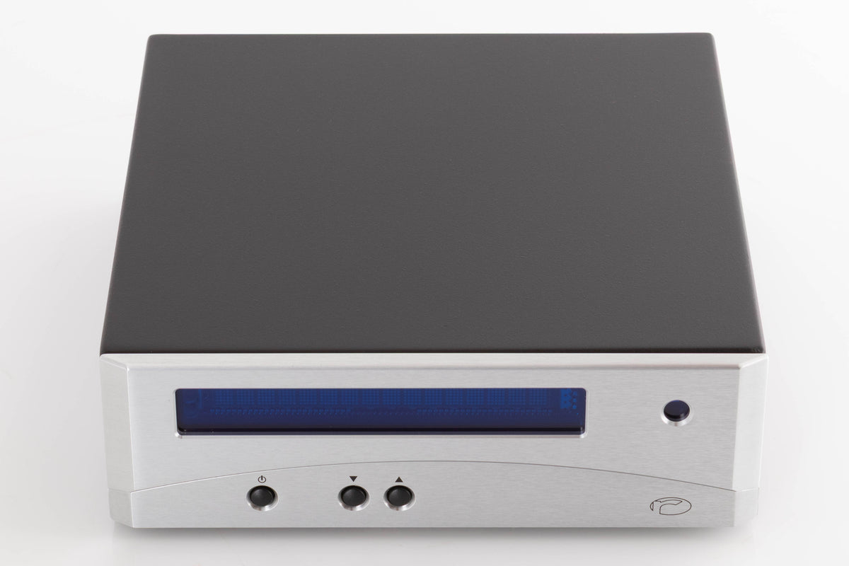 Top of a used Resolution Opus 21 PS Power Supply in a Silver finish
