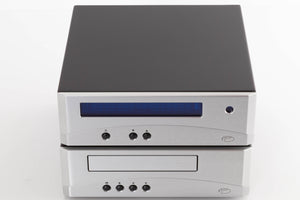 Top of a used Resolution Opus 21 CD Compact Disc Player W/ Opus 21 PS Power Supply in a Silver finish