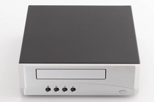 Top of a used Resolution Opus 21 CD Compact Disc Player in a Silver finish