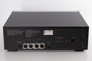 Rear view of a used Revox C115 Cassette Tape Deck in a Black finish showing XLR Inputs, XLR Outputs and Mains Input