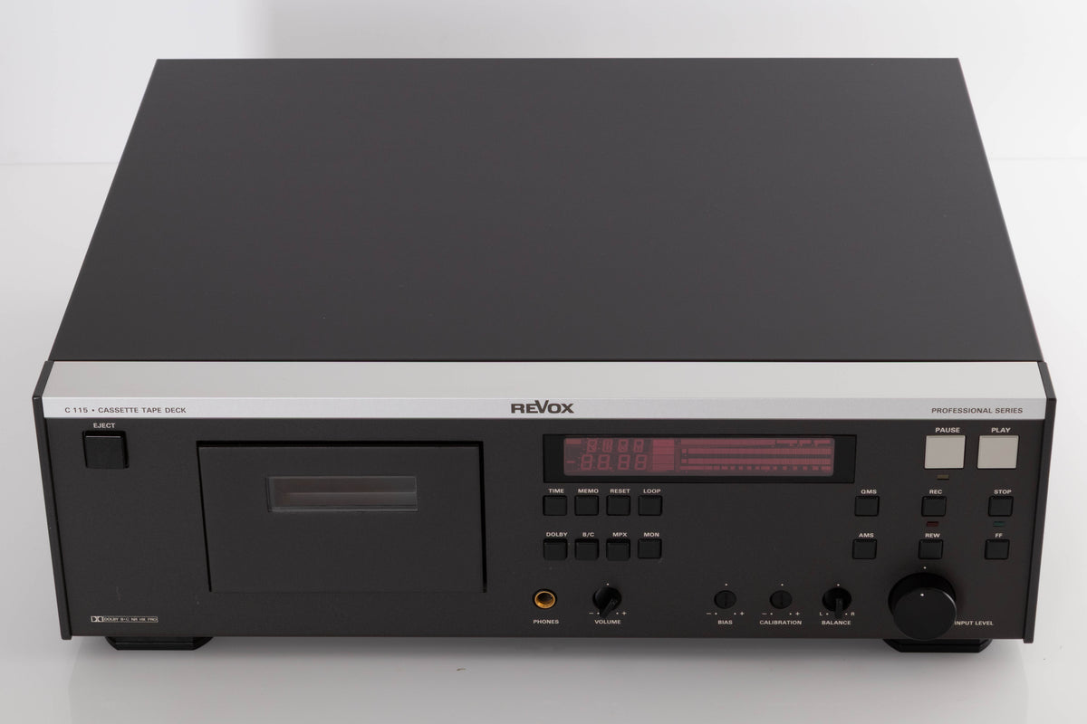 Top of a used Revox C115 Cassette Tape Deck in a Black finish