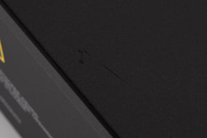 Close up of a used Revox C221 CD Player in a Black finish showing scratches on top