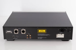 Rear view of a used Revox C221 CD Player in a Black finish showing Mains Input, XLR Outputs, Digital Outputs and Analogue Outputs