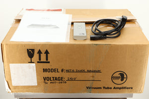 Box of a used Rogue Audio Metis Magnum Valve Pre Amplifier in Silver finish