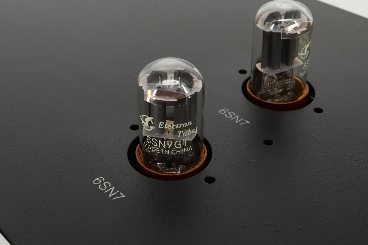 Close up view of a used Rogue Audio Metis Magnum Valve Pre Amplifier in Silver finish