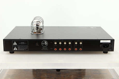 Rear view of a used Rogue Audio Metis Magnum Valve Pre Amplifier in Silver finish