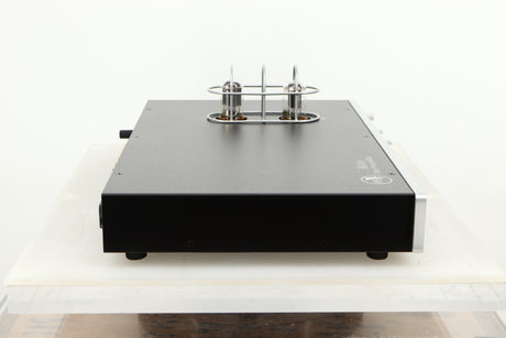 Side view of a used Rogue Audio Metis Magnum Valve Pre Amplifier in Silver finish