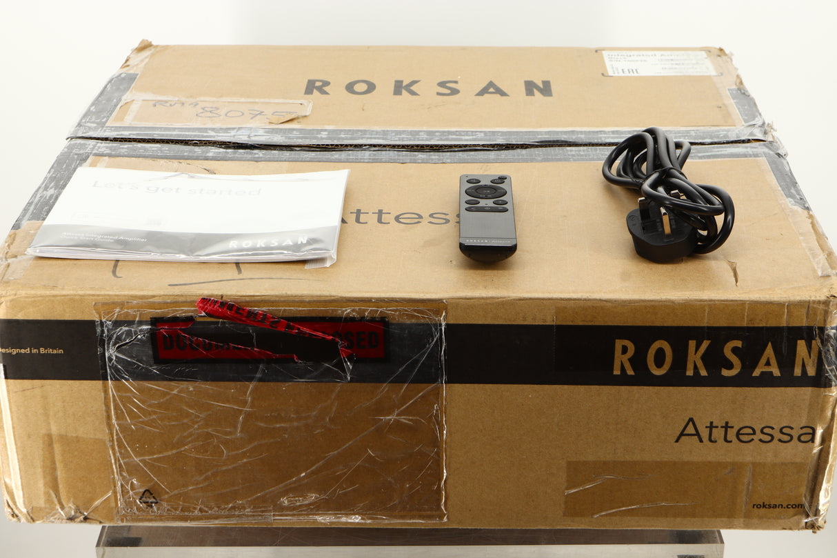Box of a used Roksan Attessa Integrated Amplifier in Black finish 