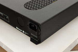 Rear right corner view of a used Roksan Attessa Integrated Amplifier in Black finish 