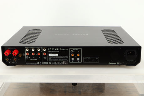 Rear view of a used Roksan Attessa Integrated Amplifier in Black finish 