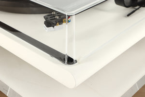 Front right corner view of a used Roksan Attessa Turntable in White finish 